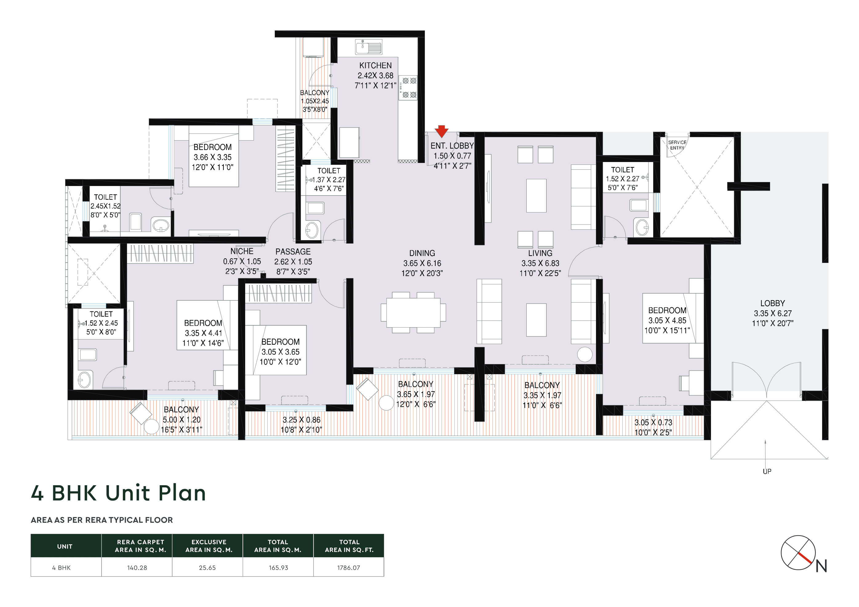 4 BHK floor plan