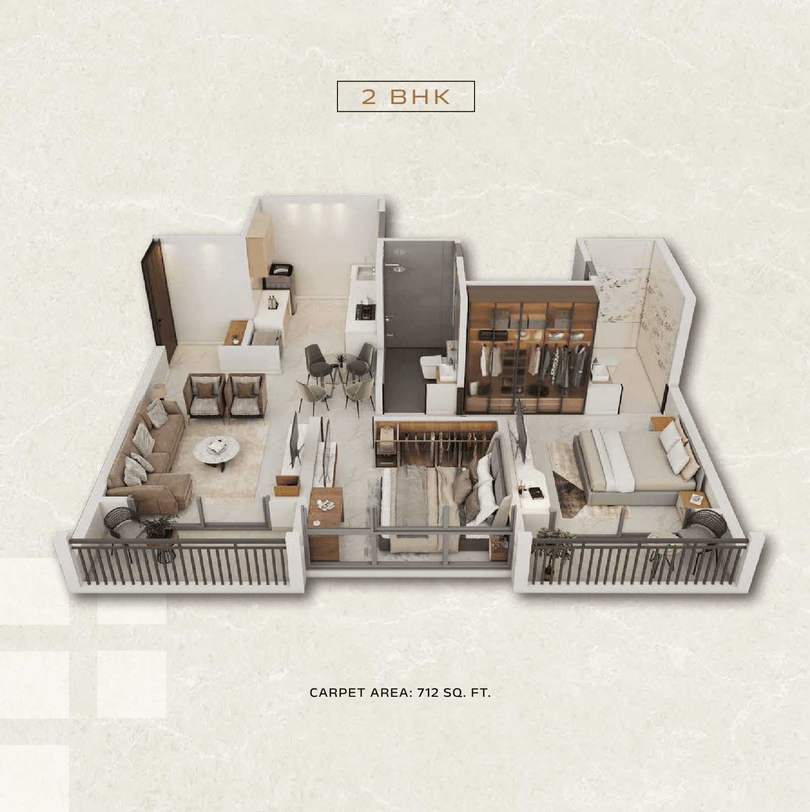 2 BHK floor plan
