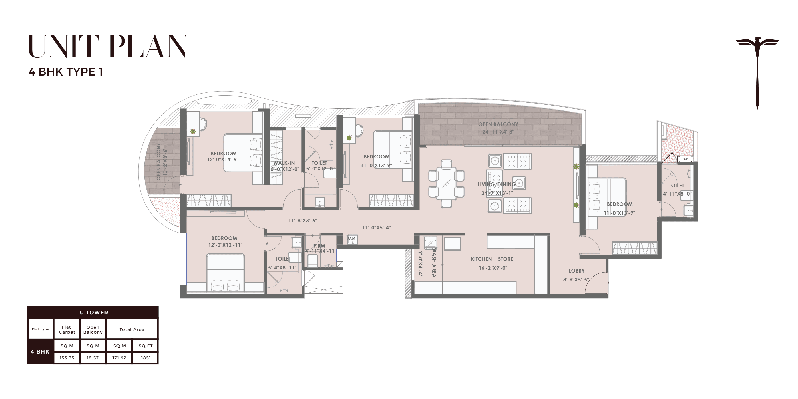 4 BHK floor plan