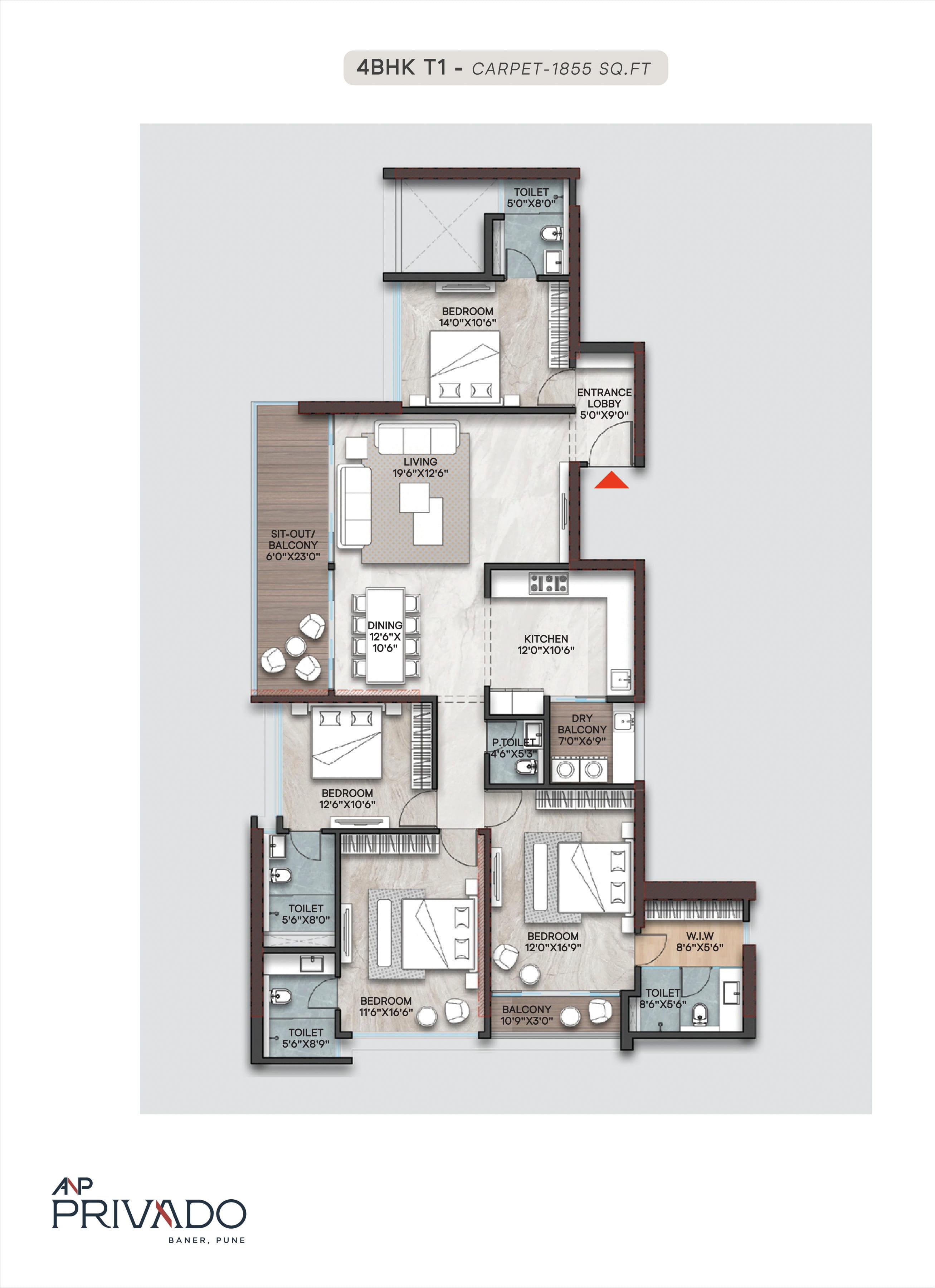 4 BHK floor plan