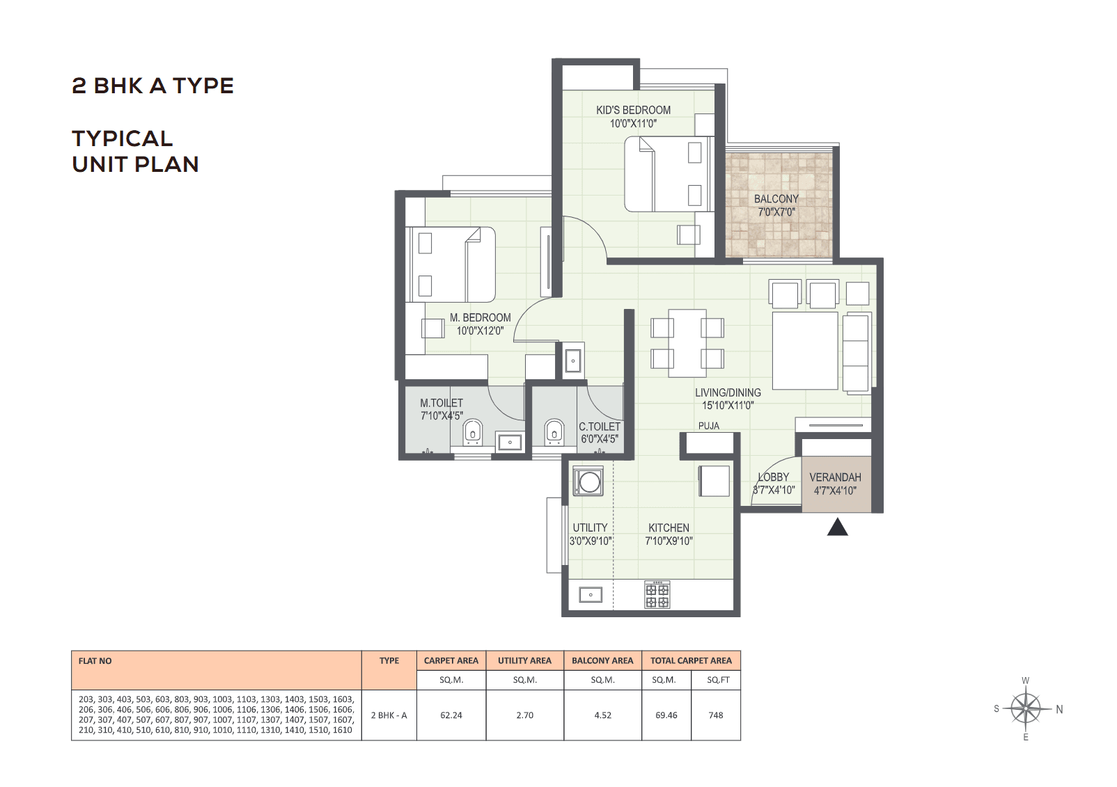 2 BHK floor plan