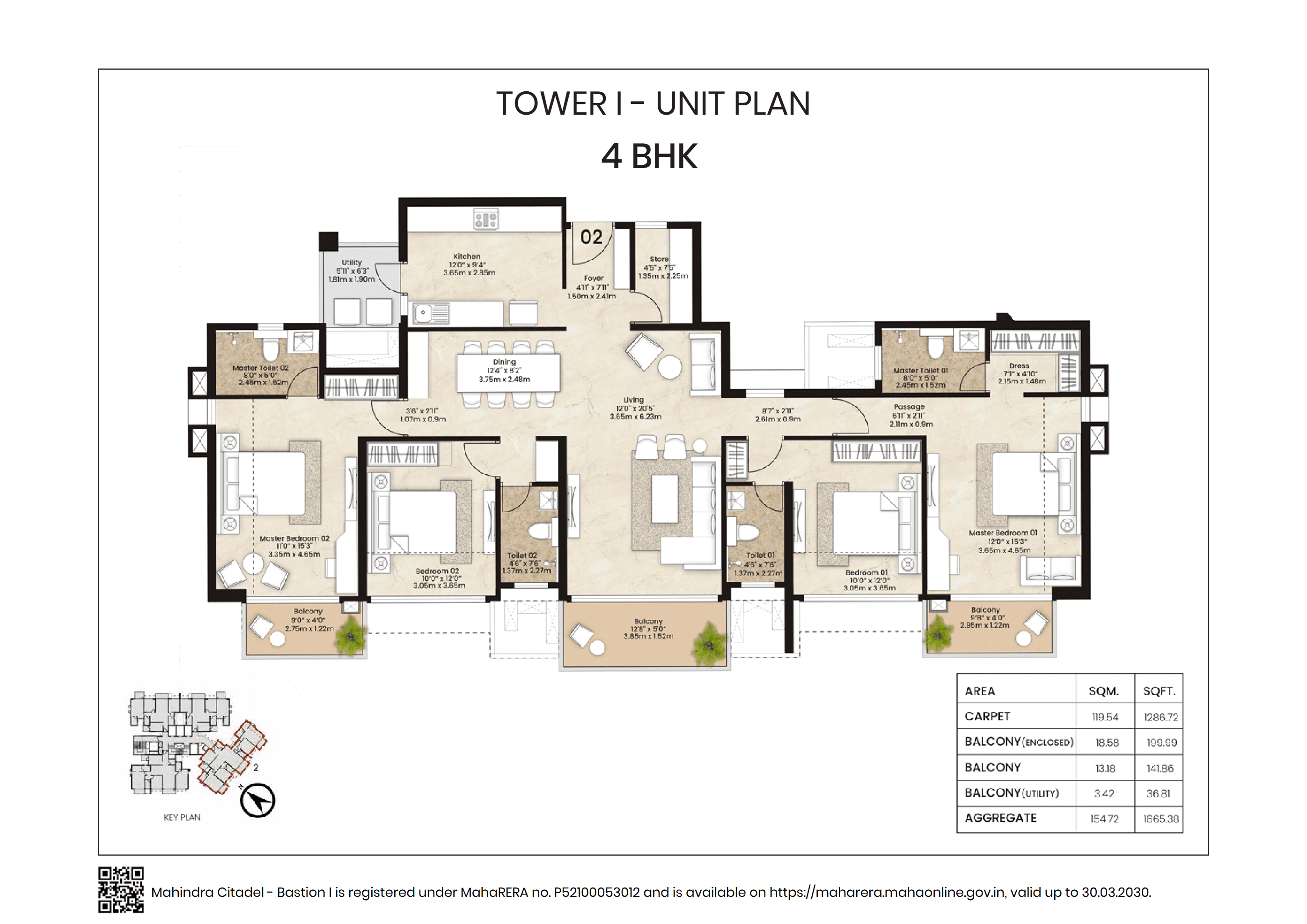 4 BHK floor plan