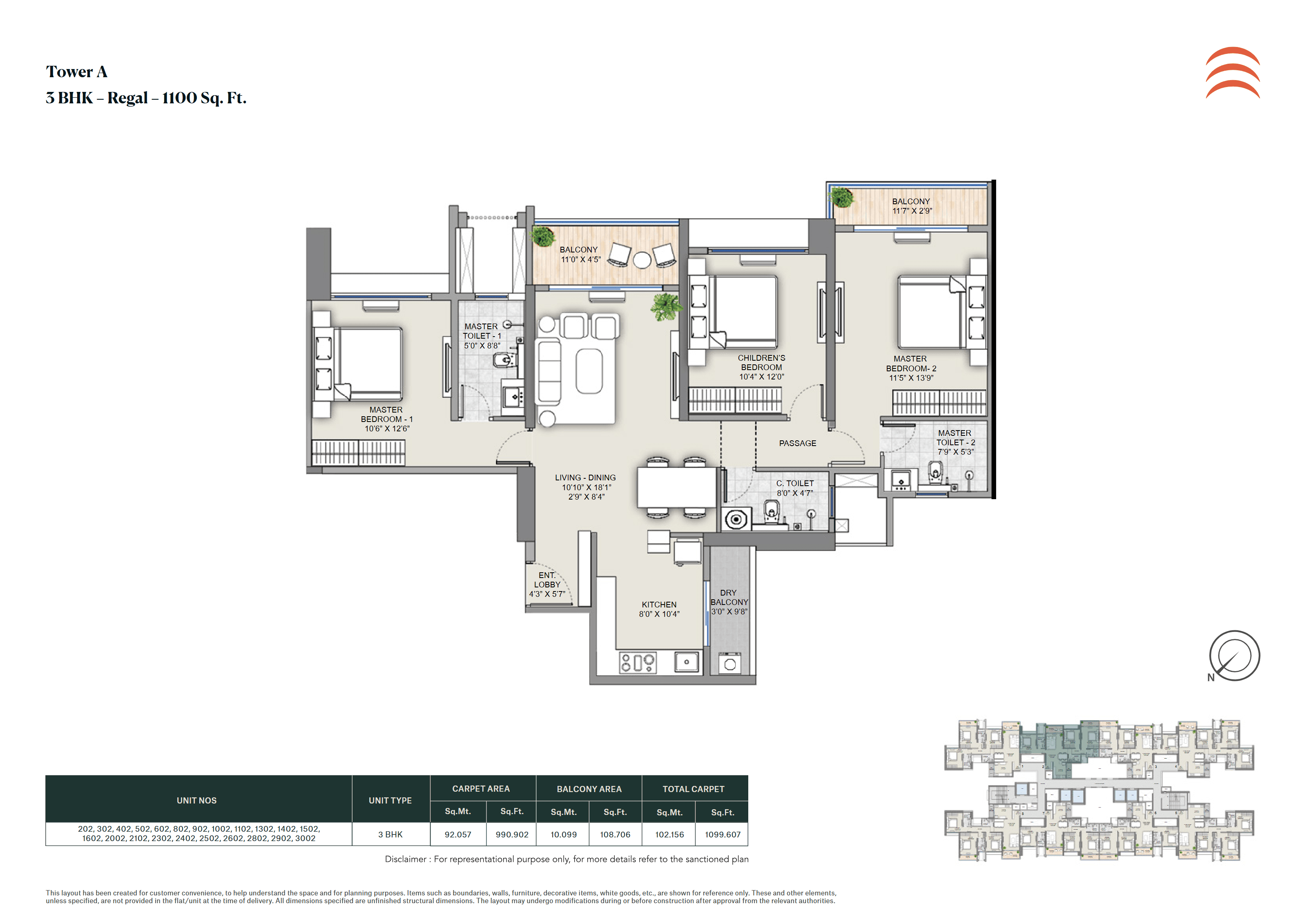 3 BHK floor plan