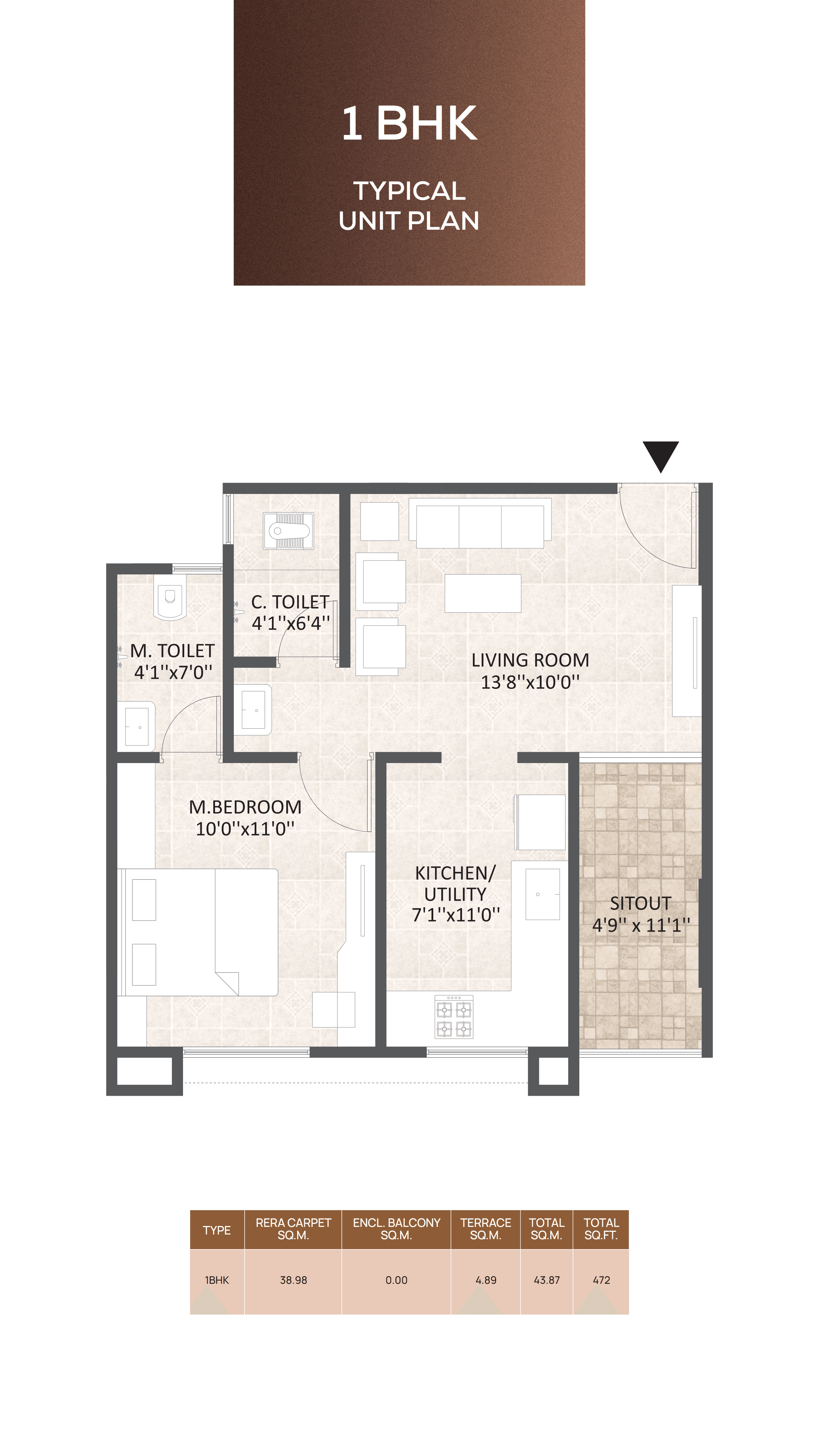 1 BHK floor plan