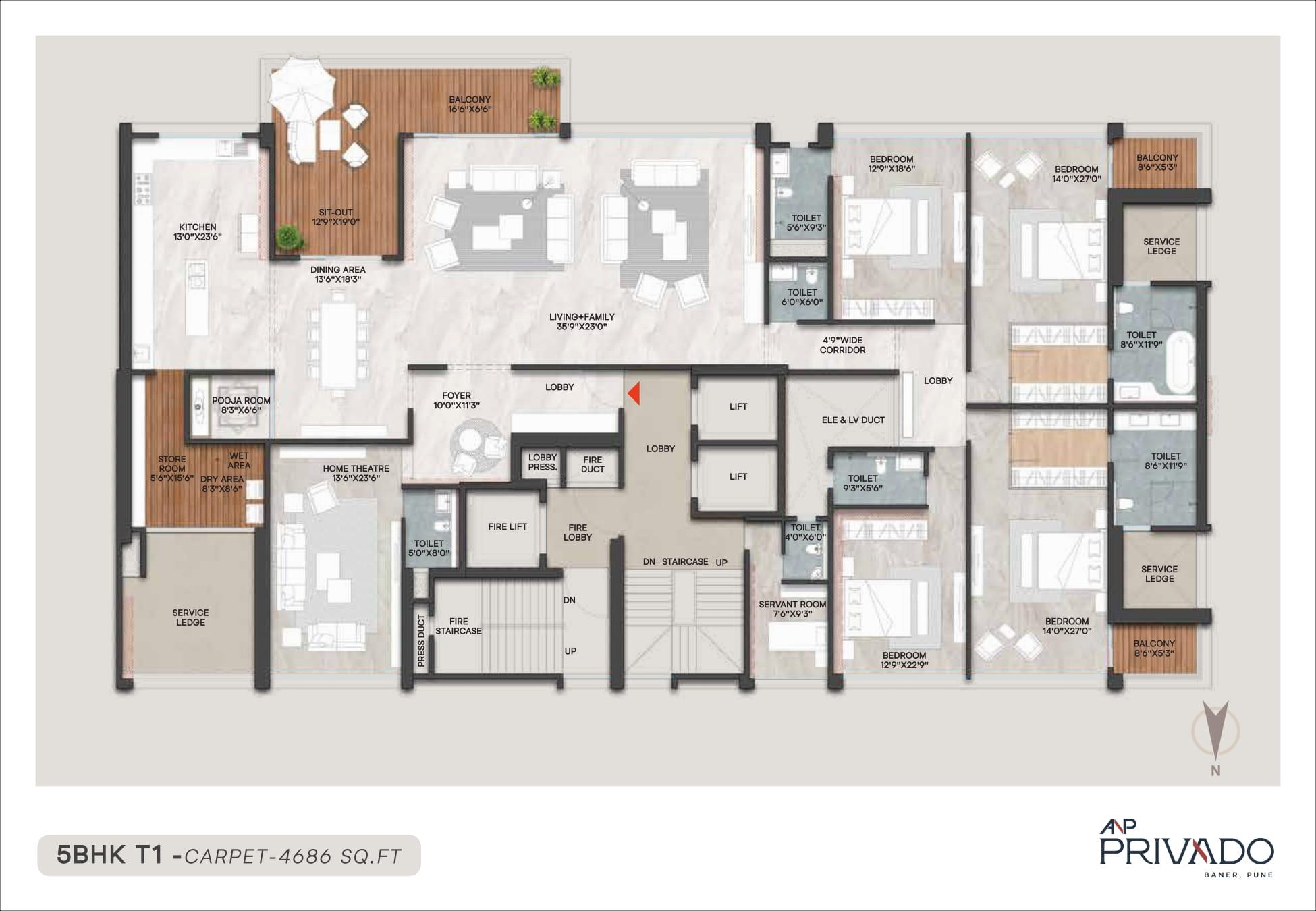 5 BHK floor plan