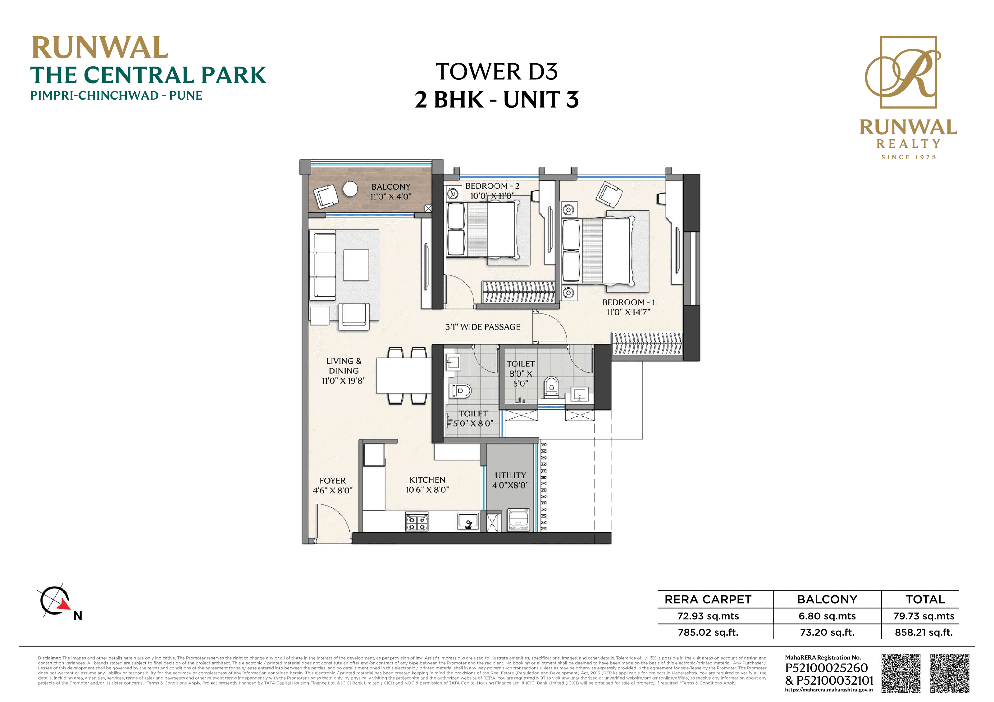 2 BHK floor plan