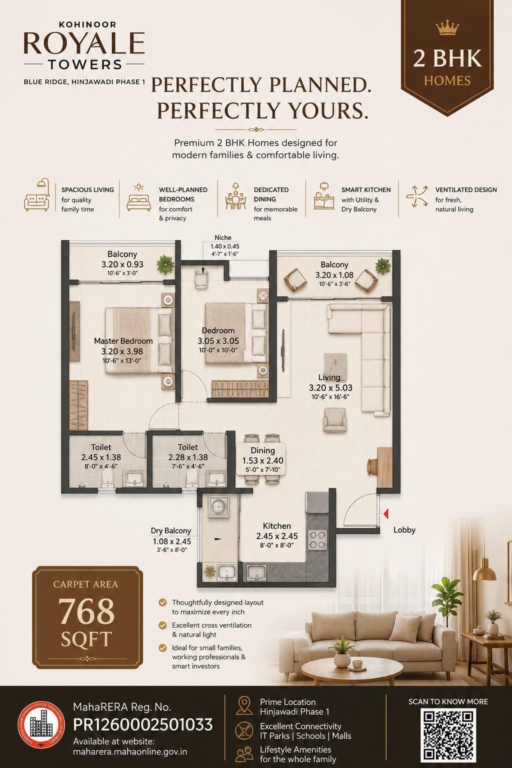 2 BHK floor plan