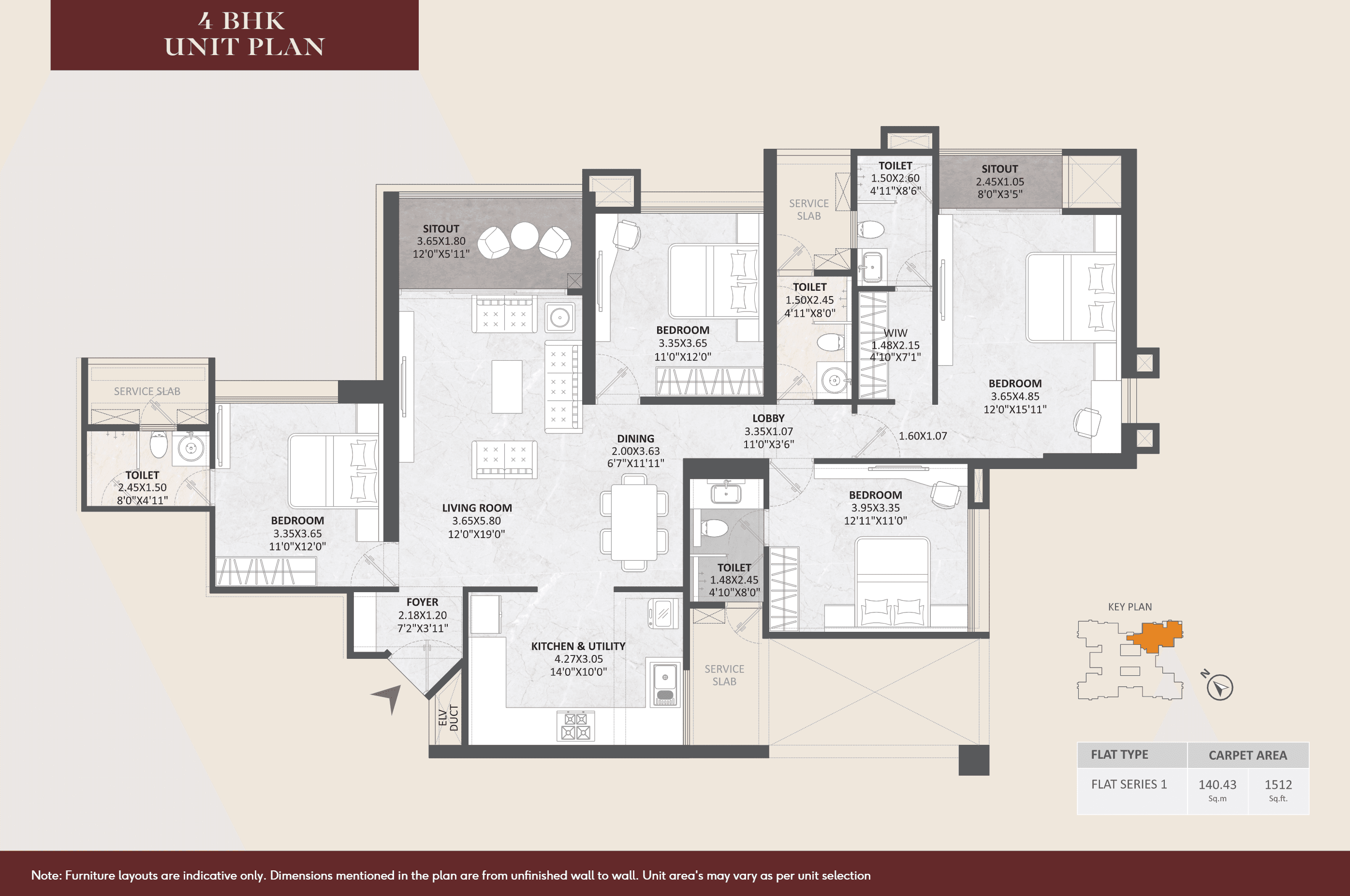 4 BHK floor plan