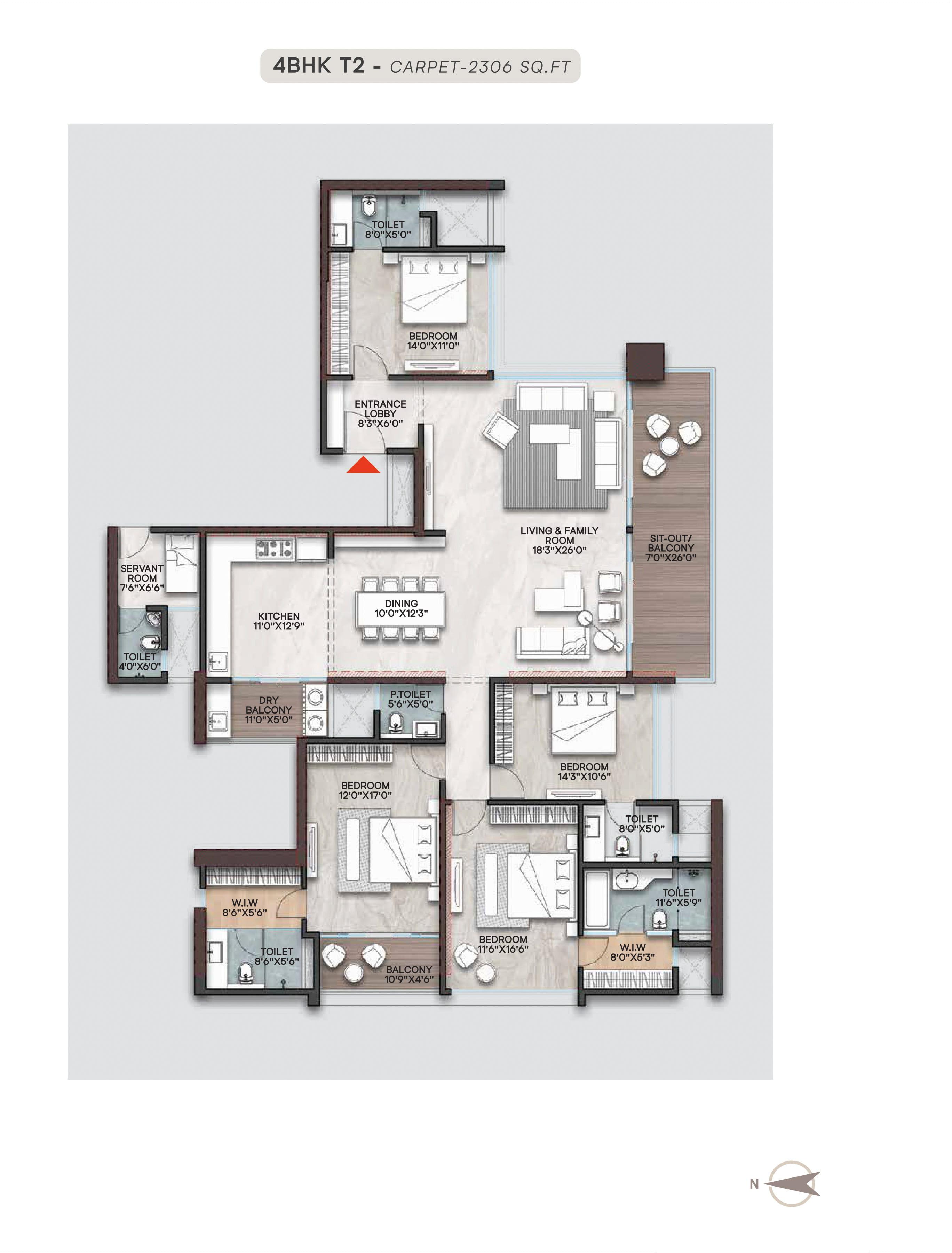 4 BHK floor plan