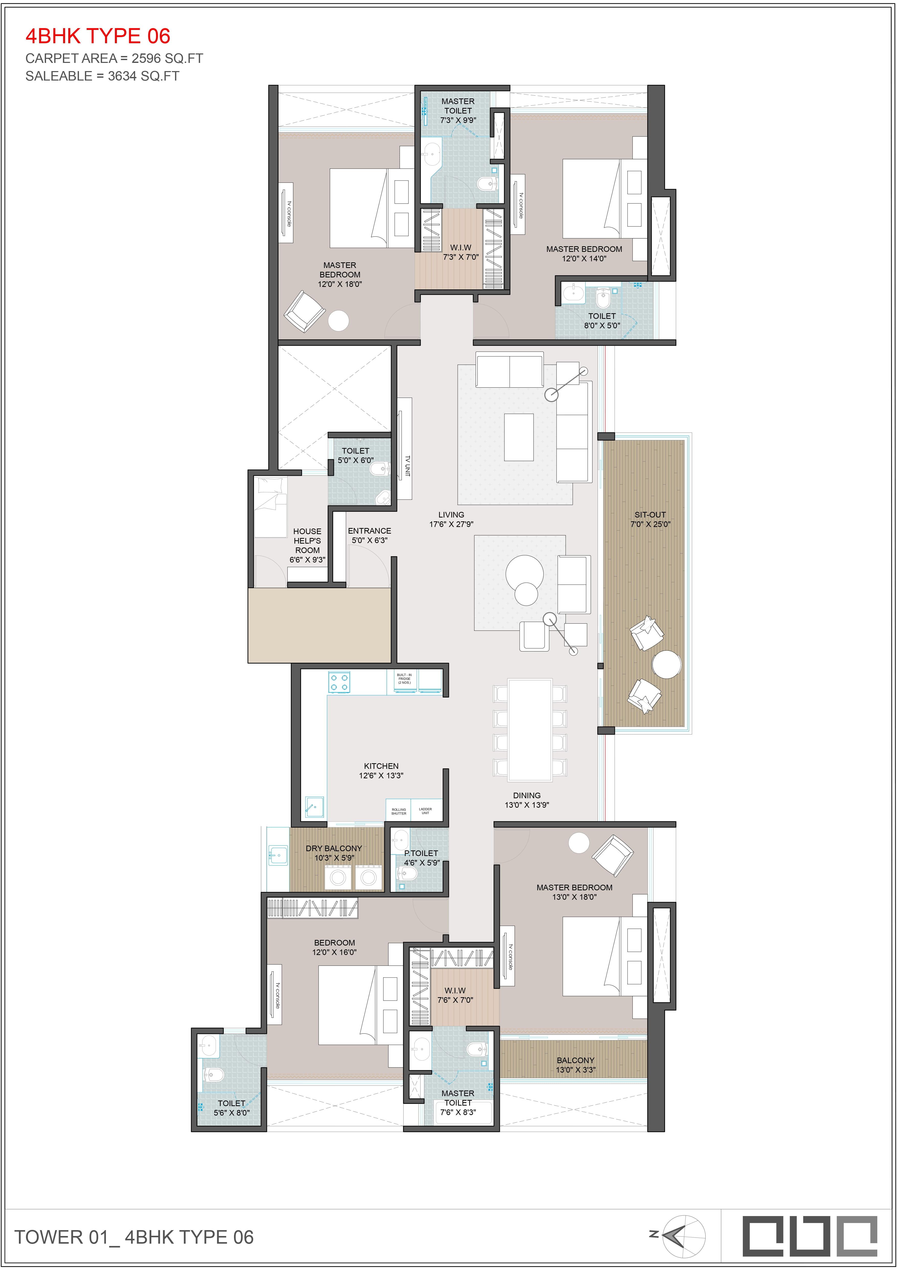 4 BHK floor plan