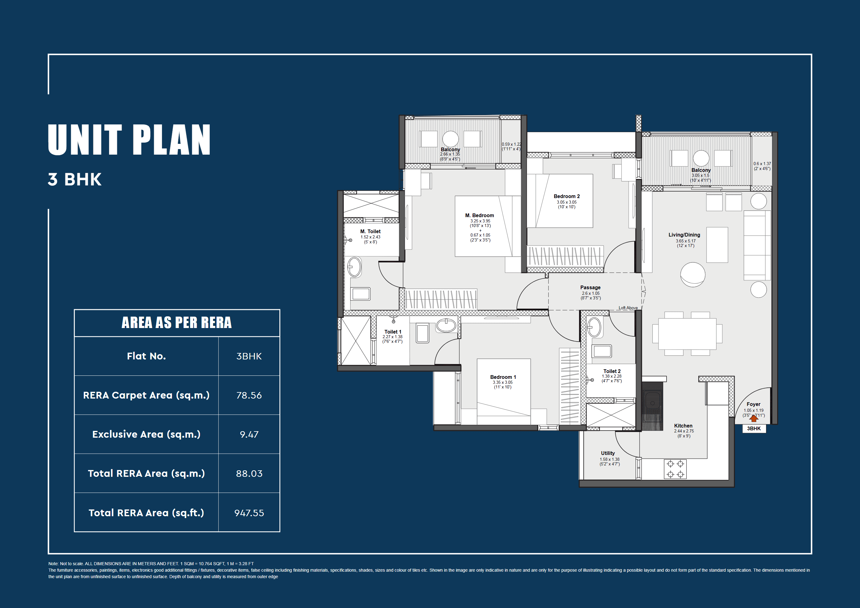 3 BHK floor plan
