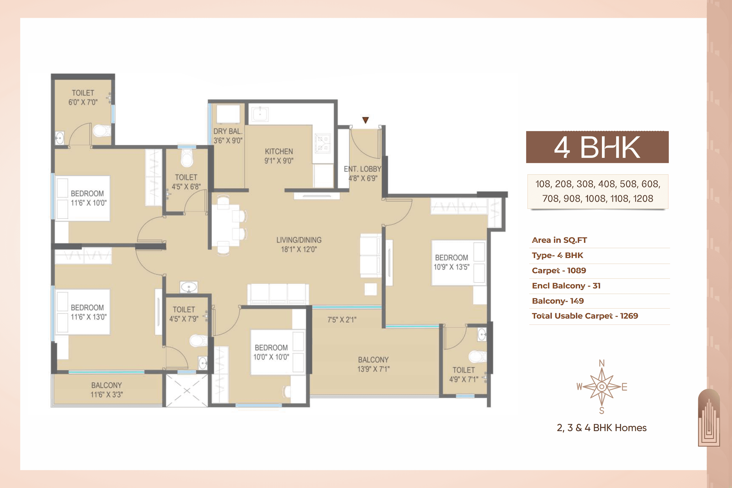 4 BHK floor plan