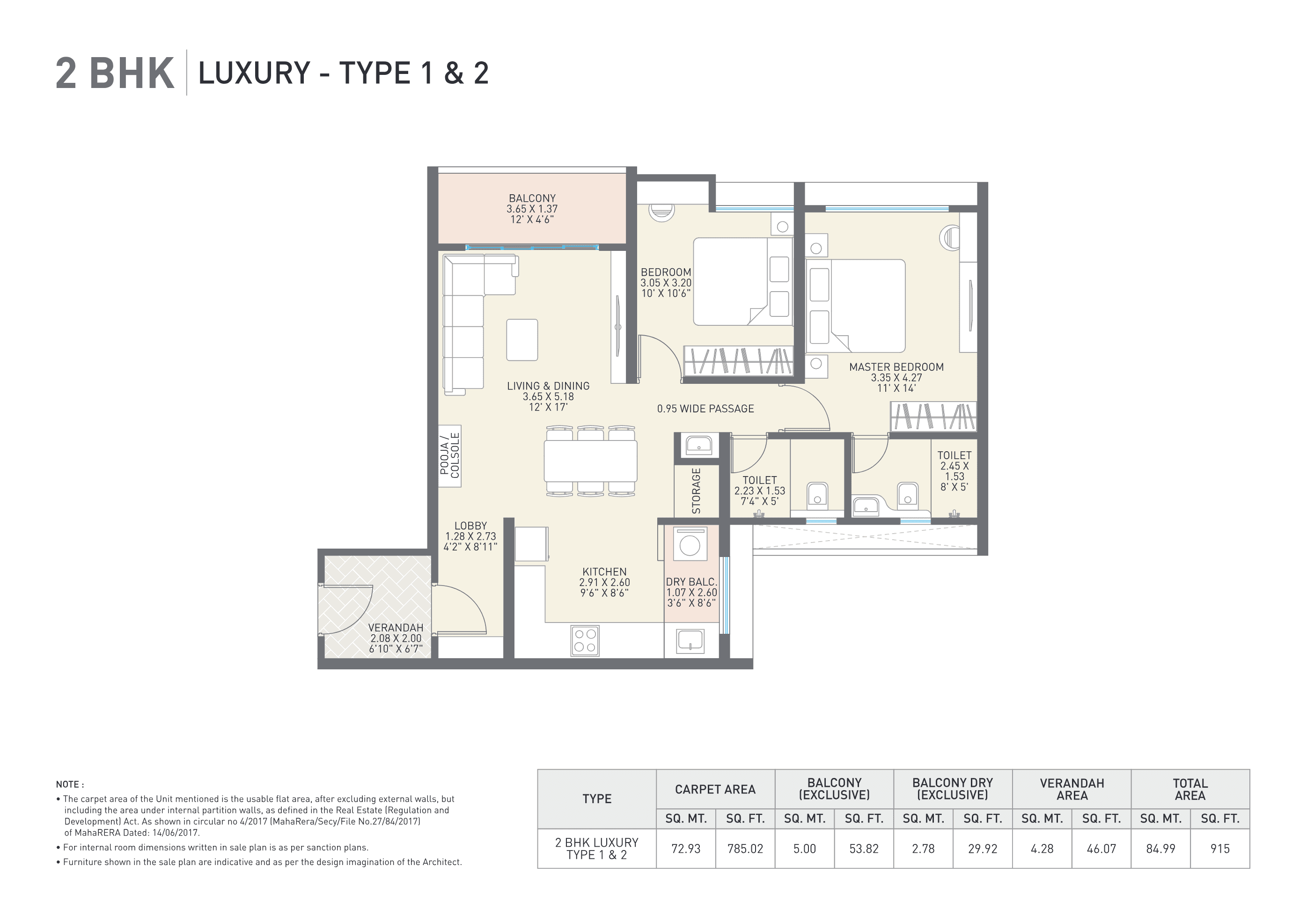 2 BHK floor plan