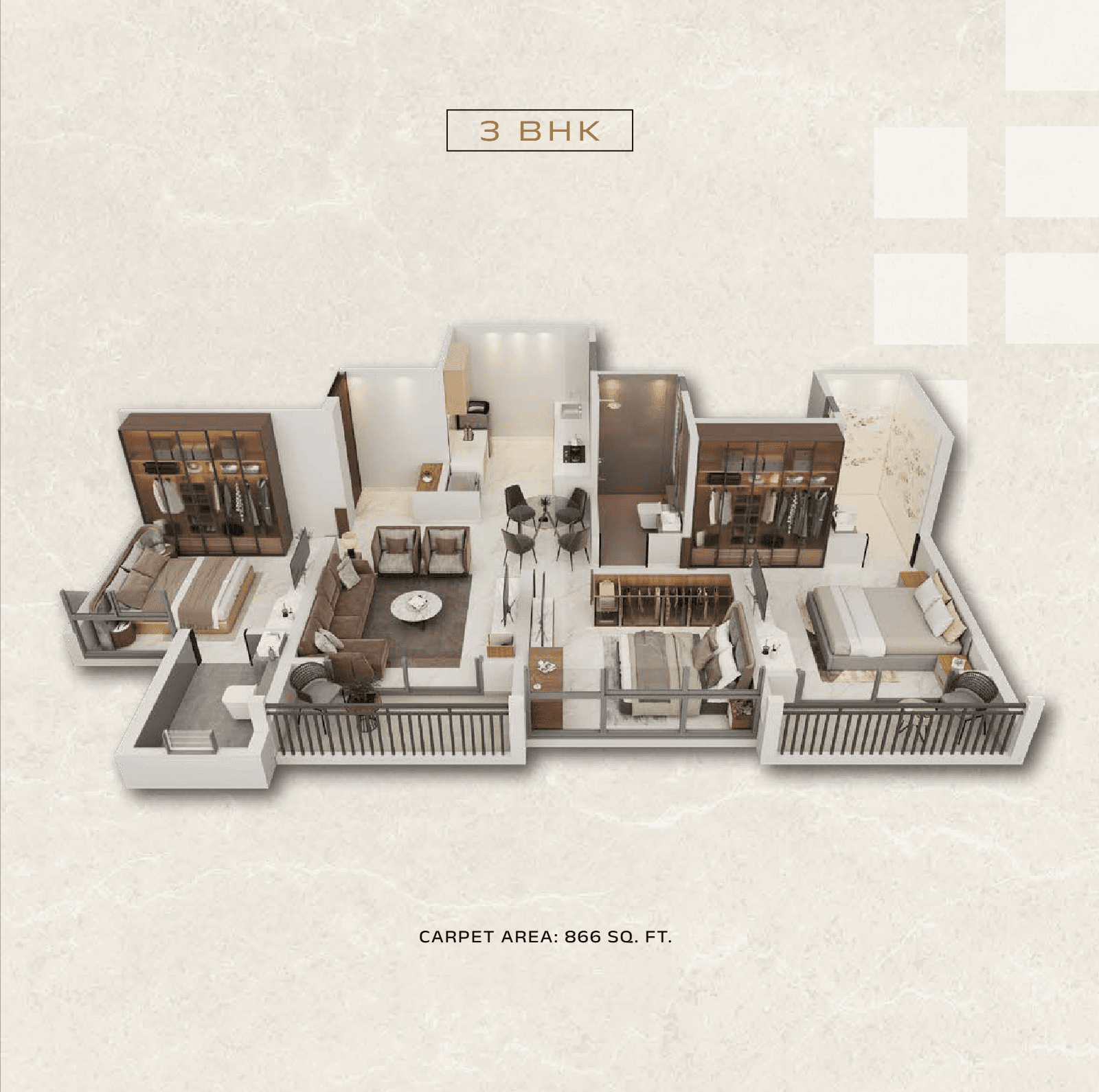 3 BHK floor plan