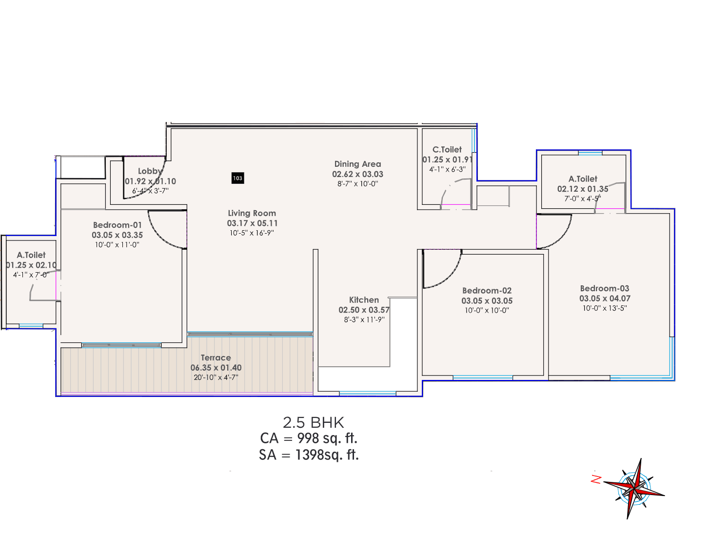 2.5 BHK floor plan