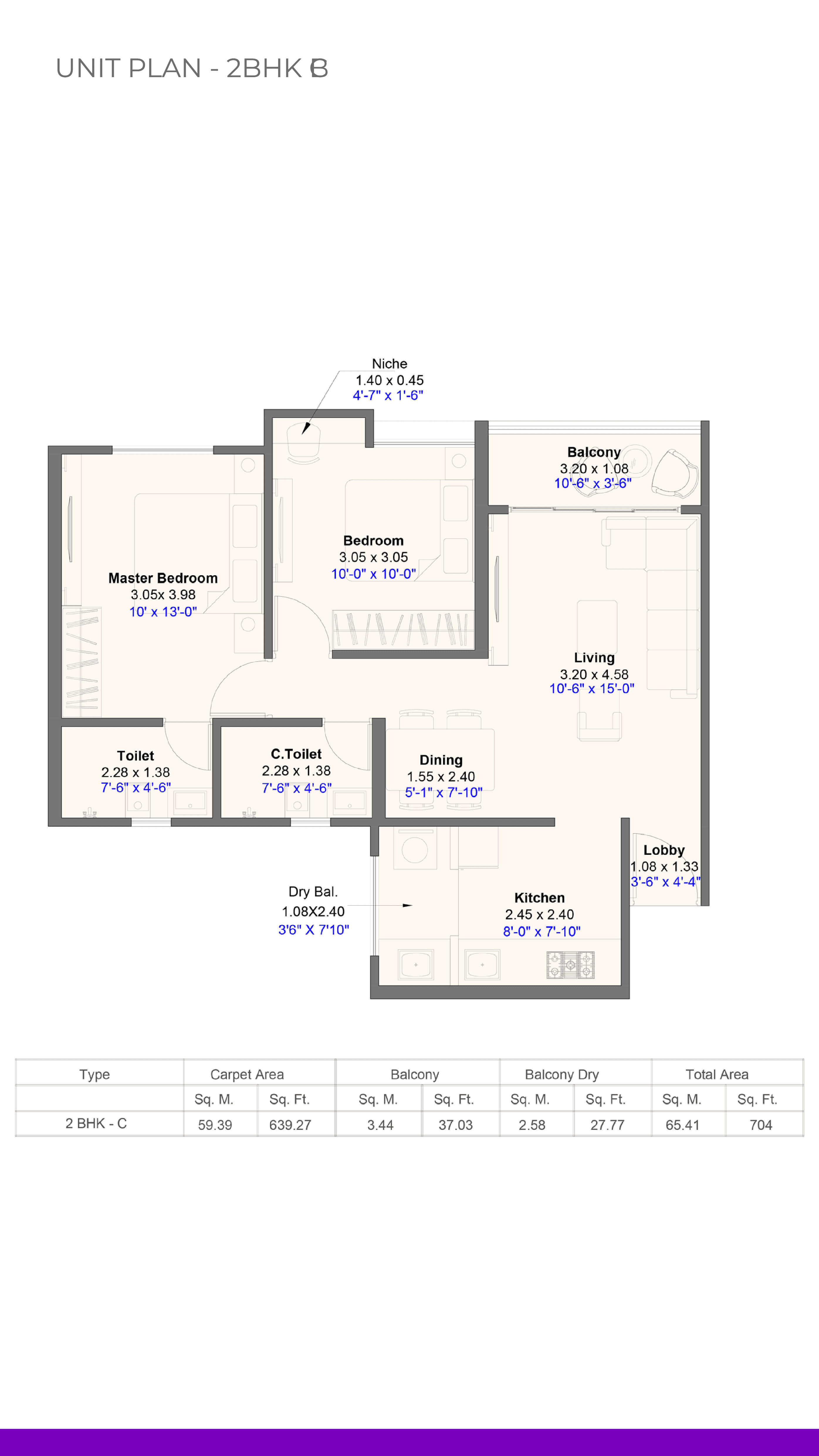 2 BHK floor plan
